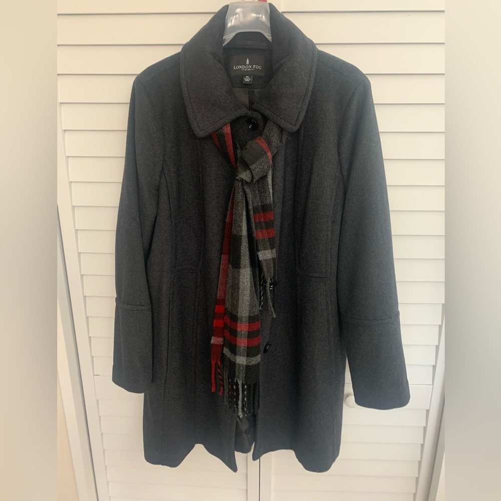 London Fog Black Wool Knee Length Coat